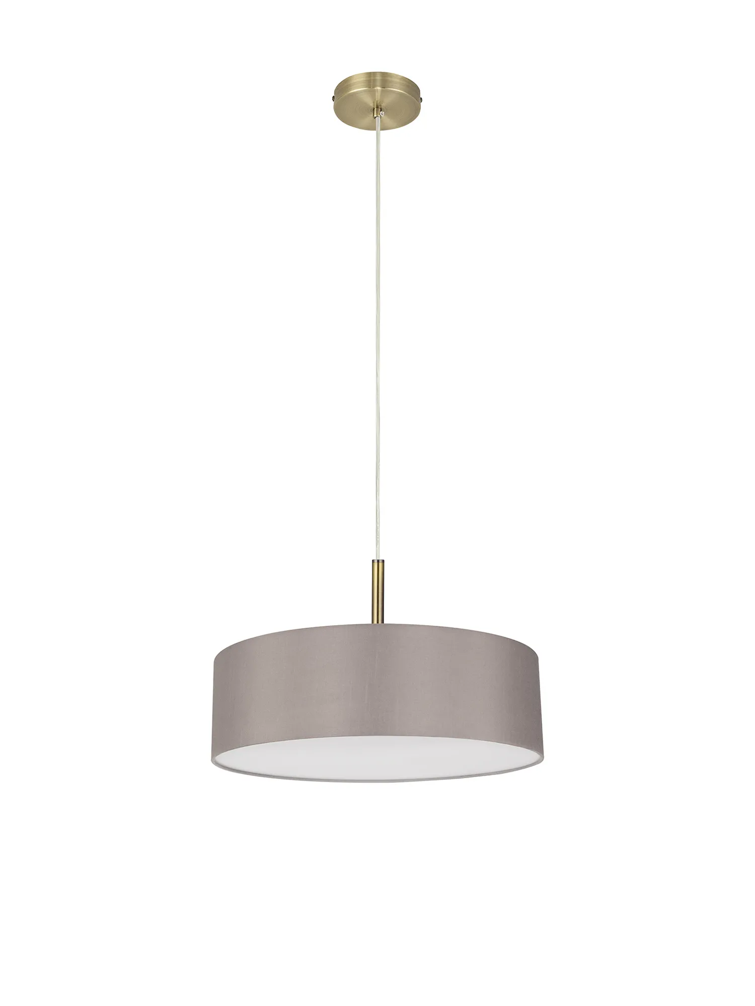 Baymont 45cm 3 Light Pendant Antique Brass, Grey/White DK0708  Deco Baymont AB GR